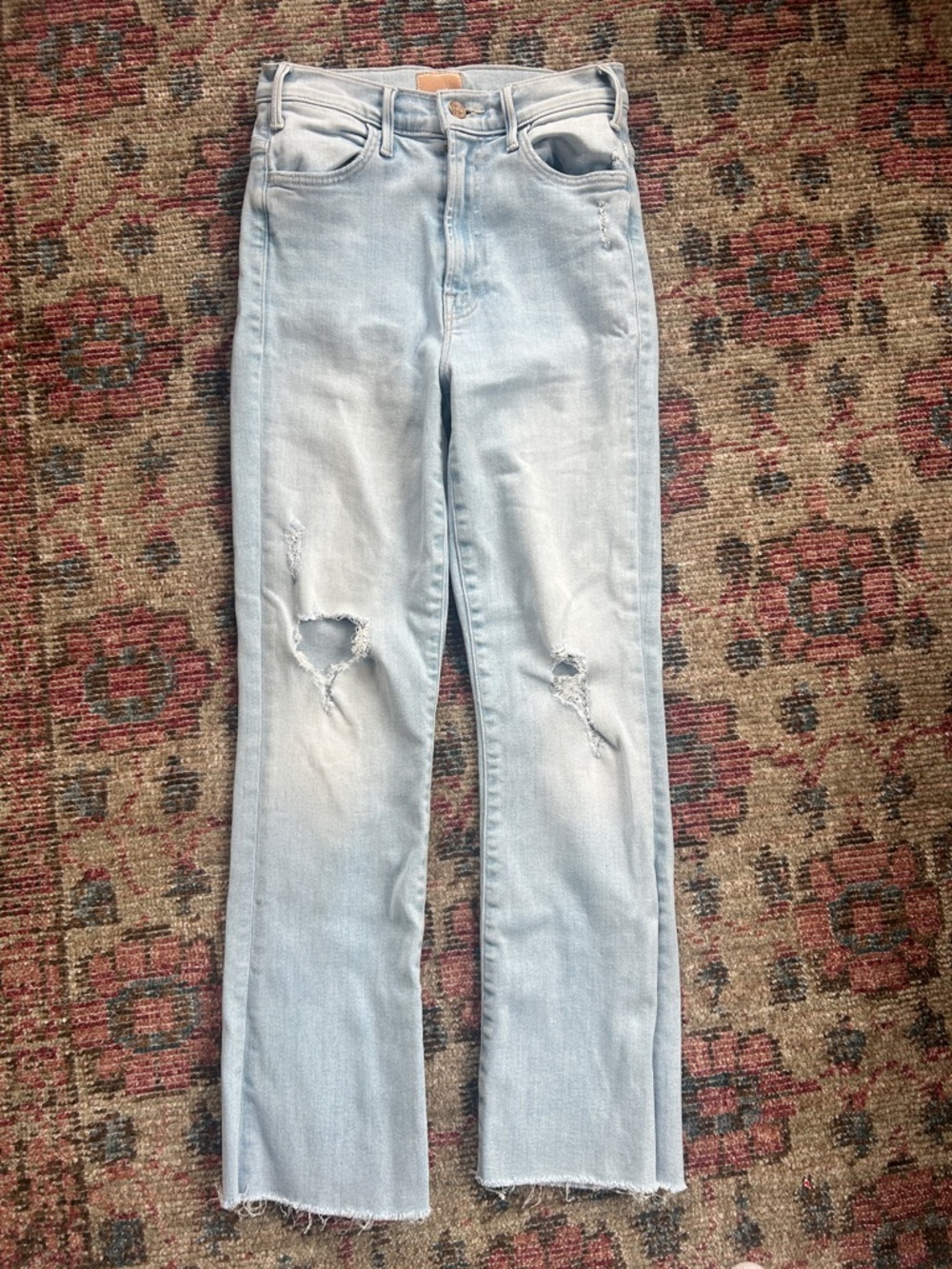 MOTHER Light Blue Distressed Jeans